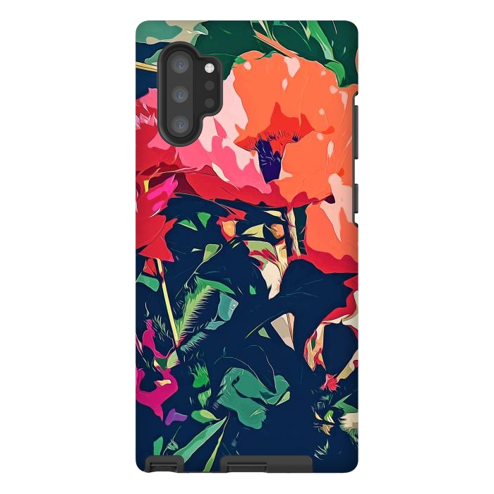 Galaxy Note 10 plus StrongFit Where Darkness Blooms, Dark Floral Botanical Painting, Eclectic Blush Plants Garden Nature Flowers by Uma Prabhakar Gokhale