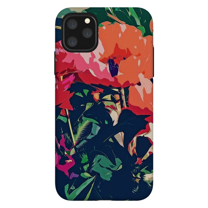 iPhone 11 Pro Max StrongFit Where Darkness Blooms, Dark Floral Botanical Painting, Eclectic Blush Plants Garden Nature Flowers by Uma Prabhakar Gokhale