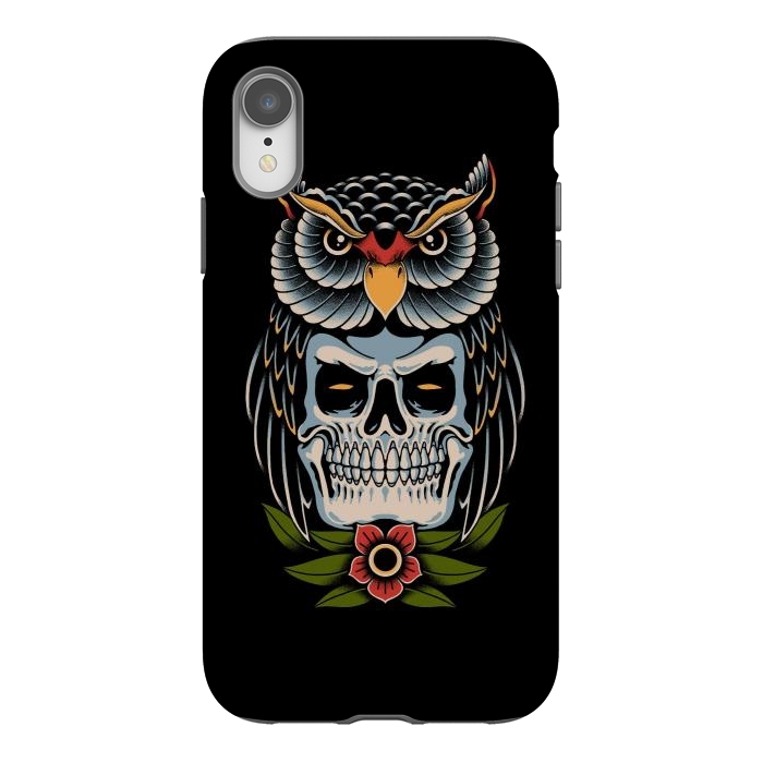 iPhone Xr StrongFit Owl Skull by Afif Quilimo