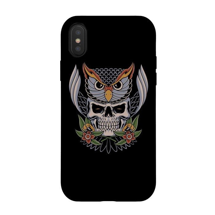 iPhone Xs / X StrongFit Owl Skull 1 by Afif Quilimo