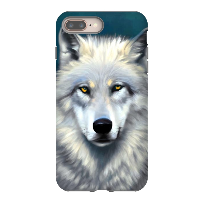 iPhone 7 plus StrongFit The Wolf, Animal Portrait Painting, Wildlife Forest Jungle Dog, Mystery Eclectic Rustic by Uma Prabhakar Gokhale