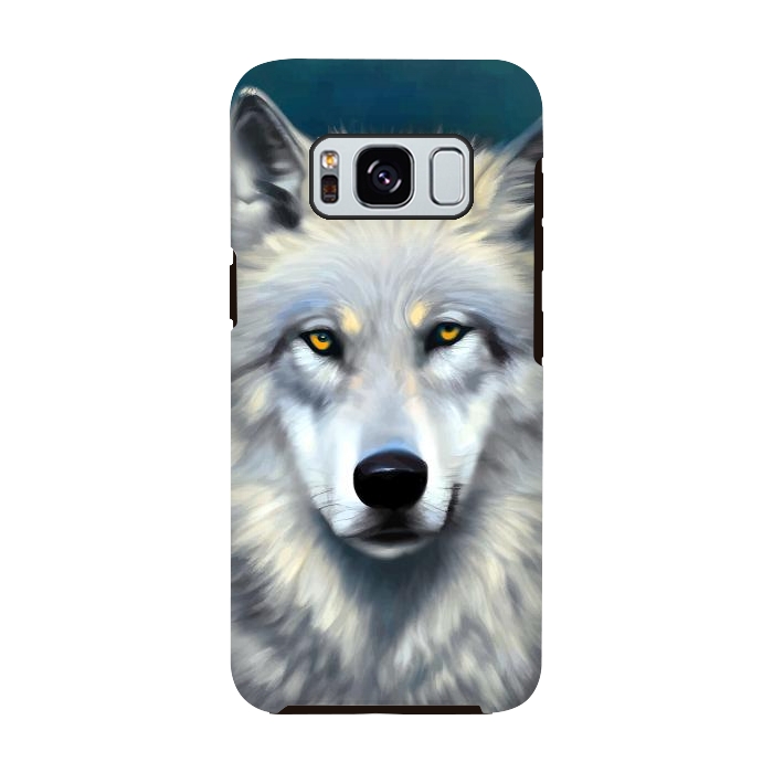 Galaxy S8 StrongFit The Wolf, Animal Portrait Painting, Wildlife Forest Jungle Dog, Mystery Eclectic Rustic by Uma Prabhakar Gokhale