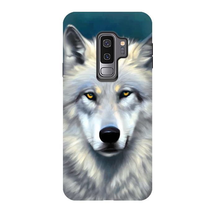 Galaxy S9 plus StrongFit The Wolf, Animal Portrait Painting, Wildlife Forest Jungle Dog, Mystery Eclectic Rustic by Uma Prabhakar Gokhale