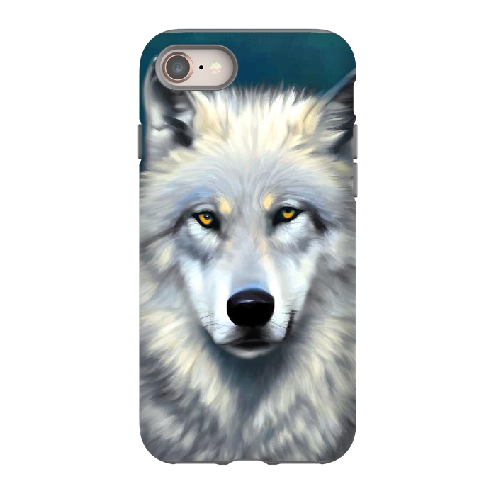 iPhone 8 StrongFit The Wolf, Animal Portrait Painting, Wildlife Forest Jungle Dog, Mystery Eclectic Rustic by Uma Prabhakar Gokhale