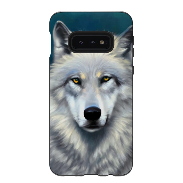 Galaxy S10e StrongFit The Wolf, Animal Portrait Painting, Wildlife Forest Jungle Dog, Mystery Eclectic Rustic by Uma Prabhakar Gokhale