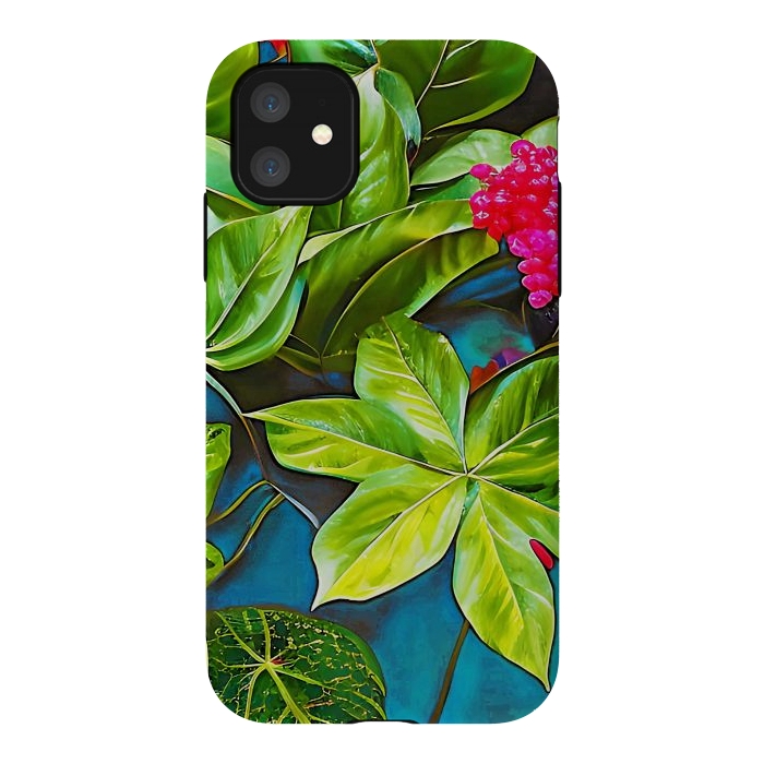 iPhone 11 StrongFit Bloom Like Never Before, Botanical Nature Jungle Plants, Bohemian Floral Blossom Forest Painting by Uma Prabhakar Gokhale