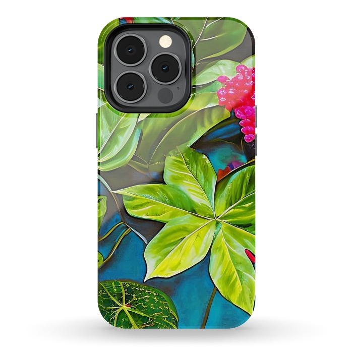 iPhone 13 pro StrongFit Bloom Like Never Before, Botanical Nature Jungle Plants, Bohemian Floral Blossom Forest Painting by Uma Prabhakar Gokhale