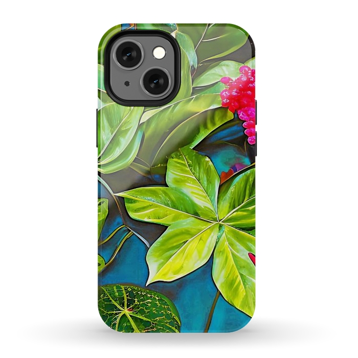 iPhone 13 mini StrongFit Bloom Like Never Before, Botanical Nature Jungle Plants, Bohemian Floral Blossom Forest Painting by Uma Prabhakar Gokhale