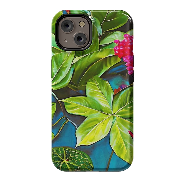 iPhone 14 StrongFit Bloom Like Never Before, Botanical Nature Jungle Plants, Bohemian Floral Blossom Forest Painting by Uma Prabhakar Gokhale