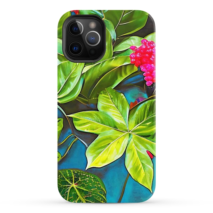 iPhone 12 Pro Max StrongFit Bloom Like Never Before, Botanical Nature Jungle Plants, Bohemian Floral Blossom Forest Painting by Uma Prabhakar Gokhale