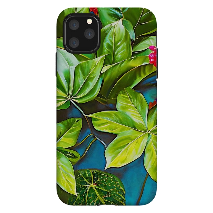 iPhone 11 Pro Max StrongFit Bloom Like Never Before, Botanical Nature Jungle Plants, Bohemian Floral Blossom Forest Painting by Uma Prabhakar Gokhale