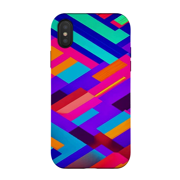 iPhone Xs / X StrongFit Eclectic Alignment, Abstract Maximalist Geometric Painting, Contemporary Modern Shapes, Pop of Color by Uma Prabhakar Gokhale