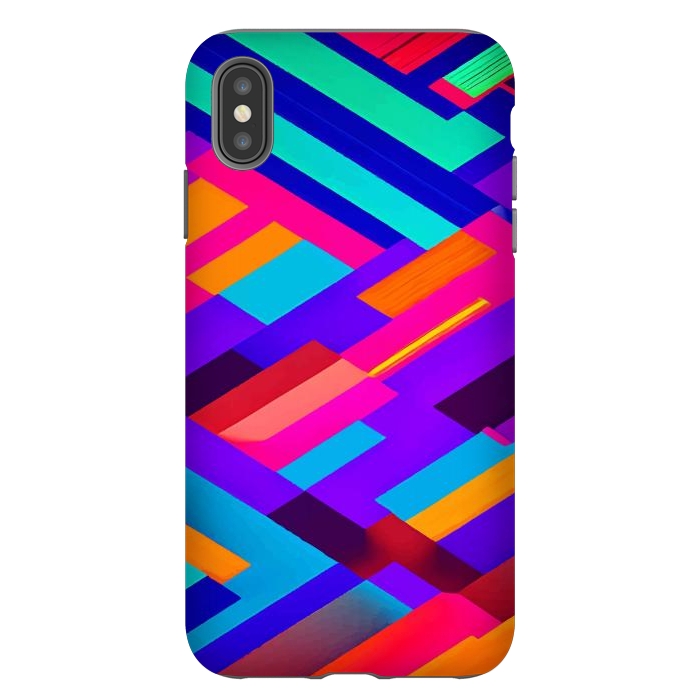 iPhone Xs Max StrongFit Eclectic Alignment, Abstract Maximalist Geometric Painting, Contemporary Modern Shapes, Pop of Color by Uma Prabhakar Gokhale