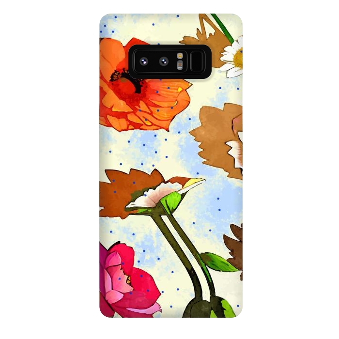 Galaxy Note 8 StrongFit Floral Soul, Botanical Vintage Nature Plants, Polka Dots Flowers Blossom, Mid-century Modern Bohemian Painting by Uma Prabhakar Gokhale