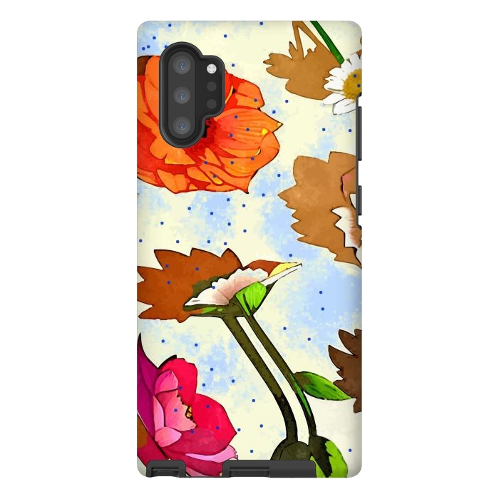 Galaxy Note 10 plus StrongFit Floral Soul, Botanical Vintage Nature Plants, Polka Dots Flowers Blossom, Mid-century Modern Bohemian Painting by Uma Prabhakar Gokhale