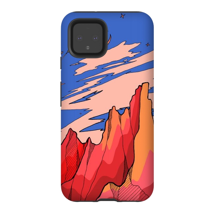 Pixel 4 StrongFit Blossom red mountain  by Steve Wade (Swade)
