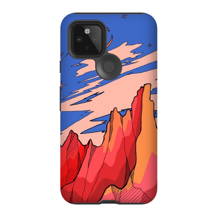 Pixel 5 StrongFit Blossom red mountain  by Steve Wade (Swade)