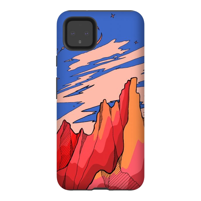 Pixel 4XL StrongFit Blossom red mountain  by Steve Wade (Swade)