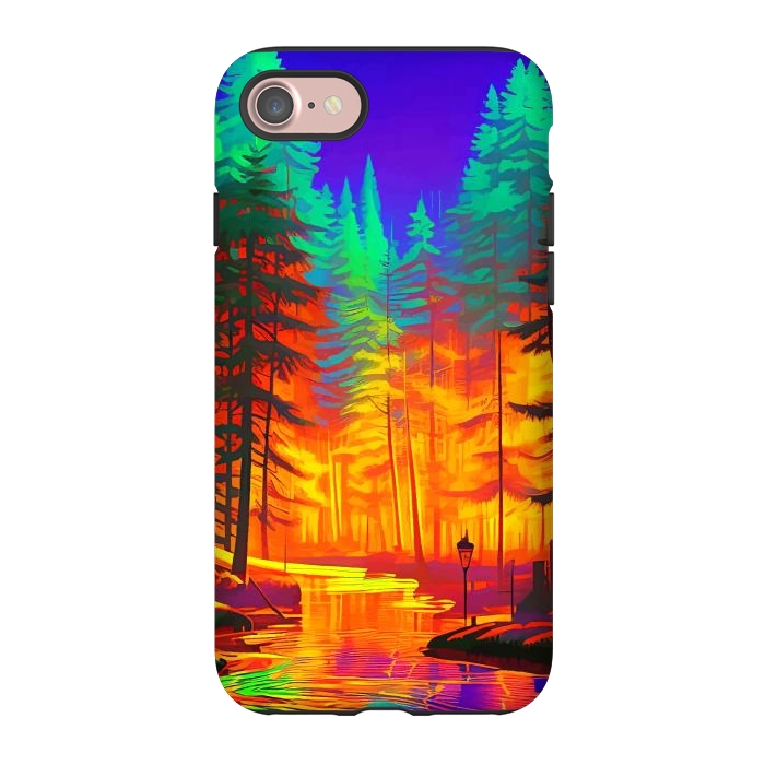 iPhone 7 StrongFit The Neon Mirage, Forest Trees Nature, Eclectic Electric Pop Art, Colorful Bright Contemporary Modern by Uma Prabhakar Gokhale