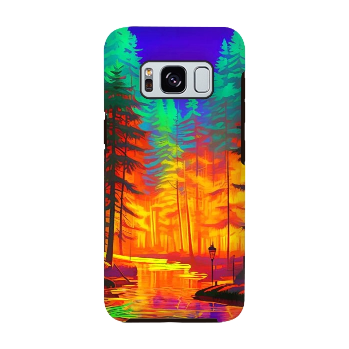 Galaxy S8 StrongFit The Neon Mirage, Forest Trees Nature, Eclectic Electric Pop Art, Colorful Bright Contemporary Modern by Uma Prabhakar Gokhale