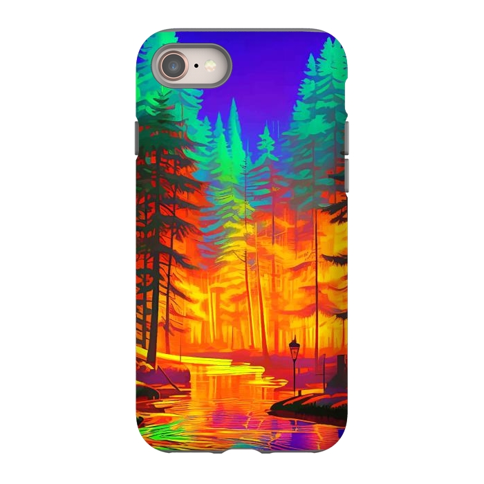 iPhone 8 StrongFit The Neon Mirage, Forest Trees Nature, Eclectic Electric Pop Art, Colorful Bright Contemporary Modern by Uma Prabhakar Gokhale