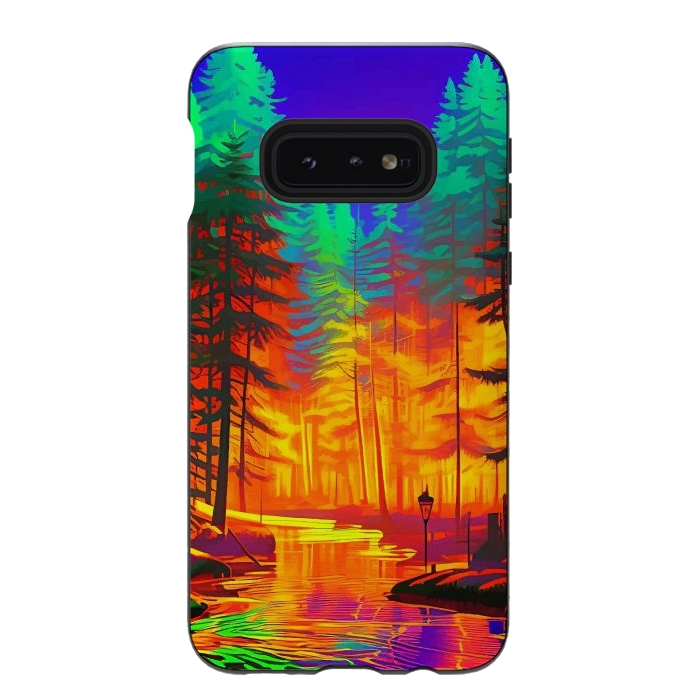 Galaxy S10e StrongFit The Neon Mirage, Forest Trees Nature, Eclectic Electric Pop Art, Colorful Bright Contemporary Modern by Uma Prabhakar Gokhale