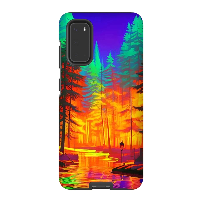 Galaxy S20 StrongFit The Neon Mirage, Forest Trees Nature, Eclectic Electric Pop Art, Colorful Bright Contemporary Modern by Uma Prabhakar Gokhale