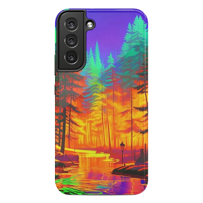 Galaxy S22 plus StrongFit The Neon Mirage, Forest Trees Nature, Eclectic Electric Pop Art, Colorful Bright Contemporary Modern by Uma Prabhakar Gokhale