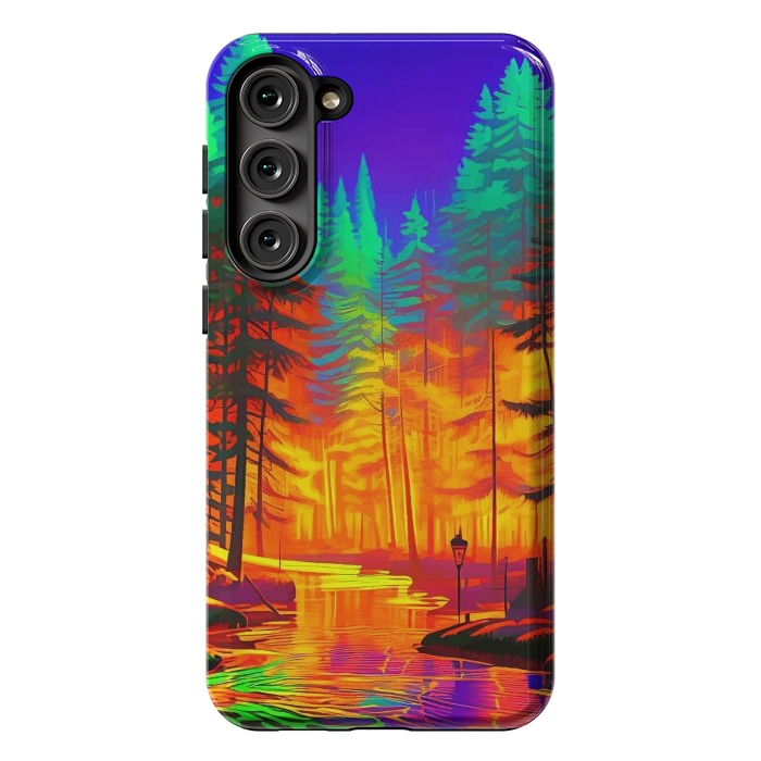 Galaxy S23 Plus StrongFit The Neon Mirage, Forest Trees Nature, Eclectic Electric Pop Art, Colorful Bright Contemporary Modern by Uma Prabhakar Gokhale