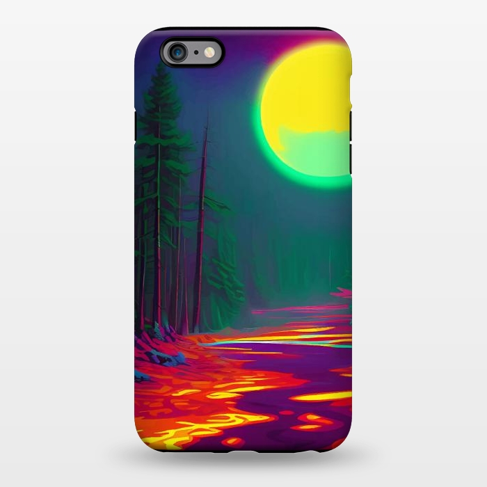 iPhone 6/6s plus StrongFit Neon Moon, Color Pop Art Glow Forest, Nature LandscapeAdventure, Travel Mystery Eclectic, Contemporary Digital Painting by Uma Prabhakar Gokhale