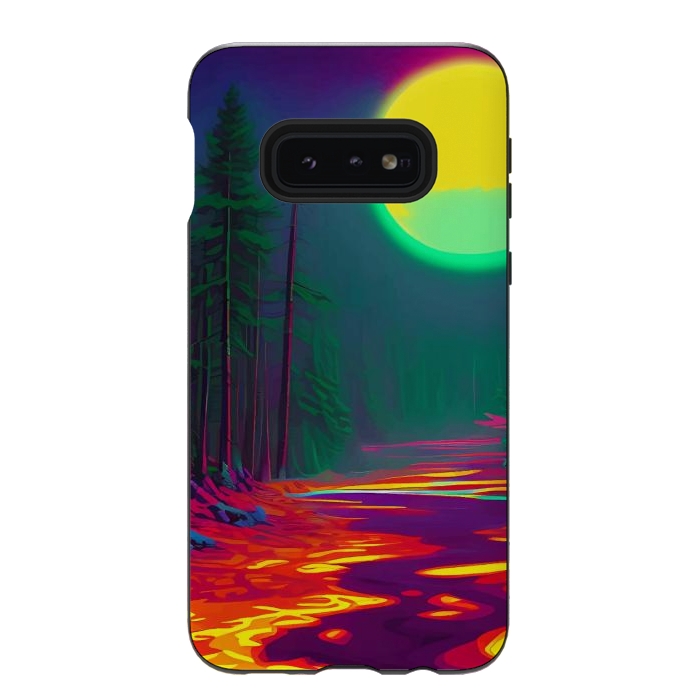 Galaxy S10e StrongFit Neon Moon, Color Pop Art Glow Forest, Nature LandscapeAdventure, Travel Mystery Eclectic, Contemporary Digital Painting by Uma Prabhakar Gokhale