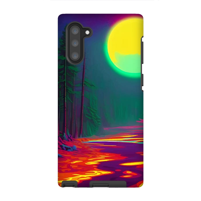 Galaxy Note 10 StrongFit Neon Moon, Color Pop Art Glow Forest, Nature LandscapeAdventure, Travel Mystery Eclectic, Contemporary Digital Painting by Uma Prabhakar Gokhale