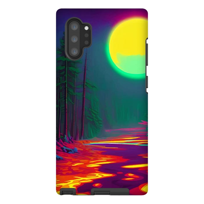 Galaxy Note 10 plus StrongFit Neon Moon, Color Pop Art Glow Forest, Nature LandscapeAdventure, Travel Mystery Eclectic, Contemporary Digital Painting by Uma Prabhakar Gokhale