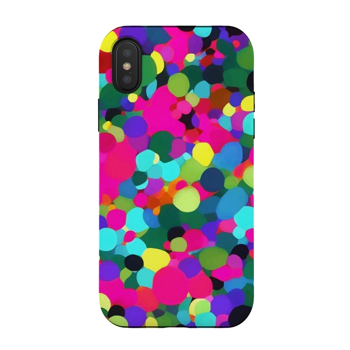 iPhone Xs / X StrongFit A Mess of Colors, Eclectic Colorful Water Balloons, Fun Party Confetti Polka Dots Painting by Uma Prabhakar Gokhale