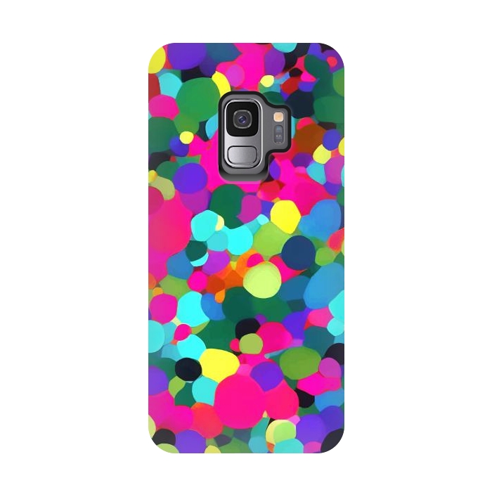 Galaxy S9 StrongFit A Mess of Colors, Eclectic Colorful Water Balloons, Fun Party Confetti Polka Dots Painting by Uma Prabhakar Gokhale