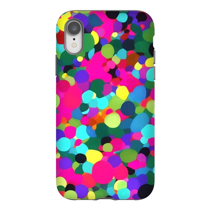 iPhone Xr StrongFit A Mess of Colors, Eclectic Colorful Water Balloons, Fun Party Confetti Polka Dots Painting by Uma Prabhakar Gokhale