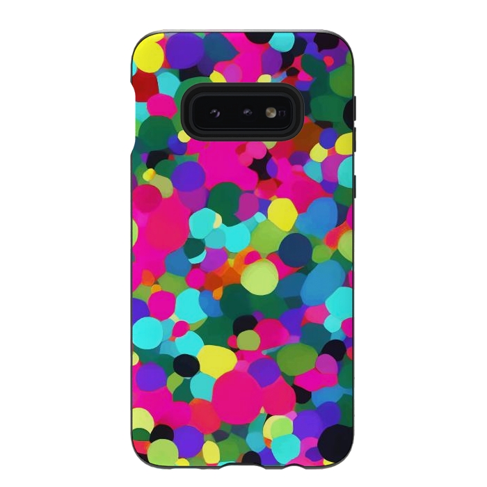 Galaxy S10e StrongFit A Mess of Colors, Eclectic Colorful Water Balloons, Fun Party Confetti Polka Dots Painting by Uma Prabhakar Gokhale