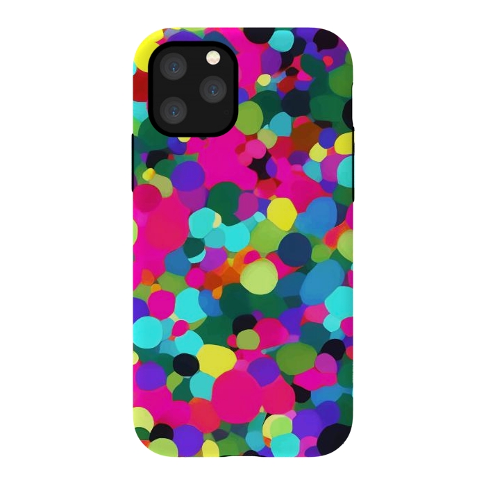 iPhone 11 Pro StrongFit A Mess of Colors, Eclectic Colorful Water Balloons, Fun Party Confetti Polka Dots Painting by Uma Prabhakar Gokhale