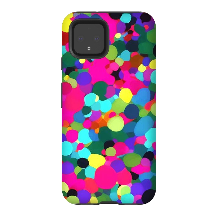 Pixel 4 StrongFit A Mess of Colors, Eclectic Colorful Water Balloons, Fun Party Confetti Polka Dots Painting by Uma Prabhakar Gokhale