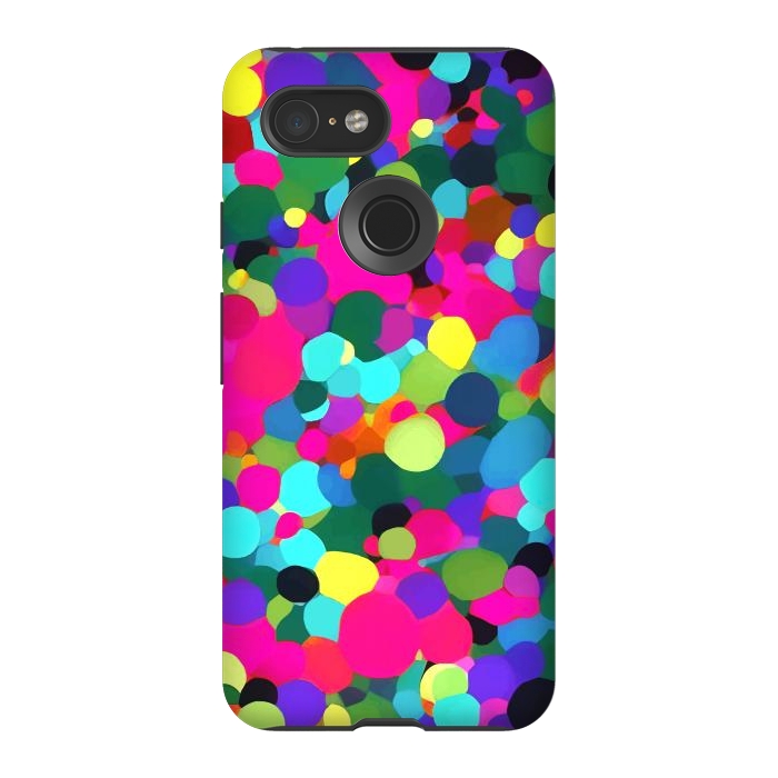 Pixel 3 StrongFit A Mess of Colors, Eclectic Colorful Water Balloons, Fun Party Confetti Polka Dots Painting by Uma Prabhakar Gokhale