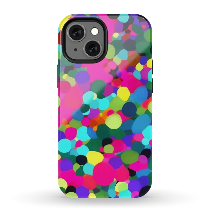 iPhone 12 mini StrongFit A Mess of Colors, Eclectic Colorful Water Balloons, Fun Party Confetti Polka Dots Painting by Uma Prabhakar Gokhale