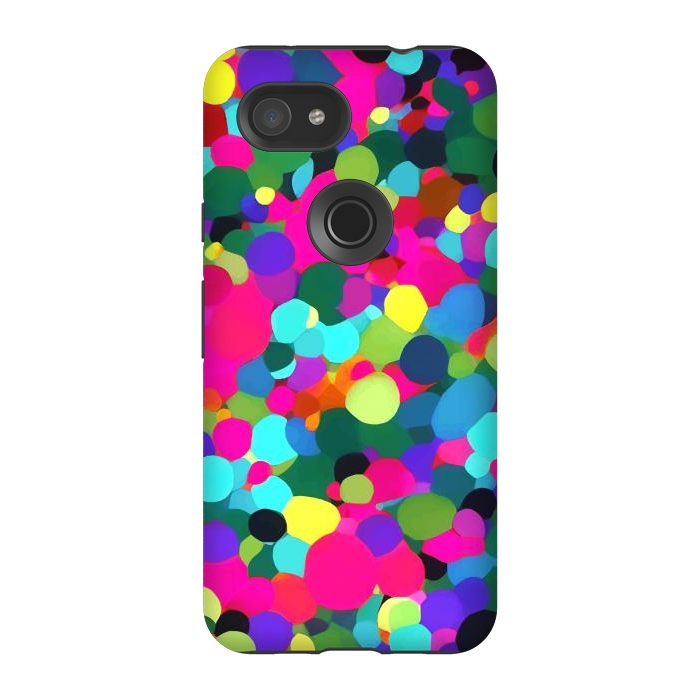 Pixel 3A StrongFit A Mess of Colors, Eclectic Colorful Water Balloons, Fun Party Confetti Polka Dots Painting by Uma Prabhakar Gokhale