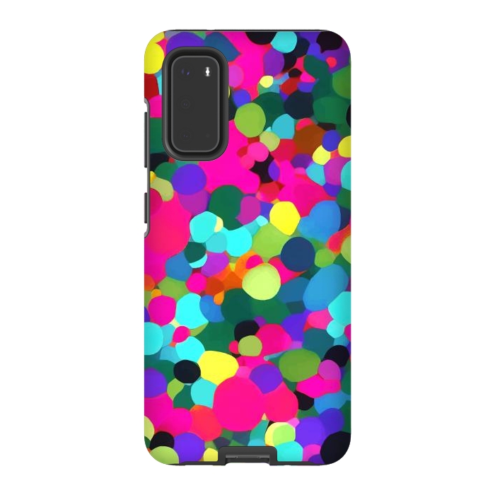 Galaxy S20 StrongFit A Mess of Colors, Eclectic Colorful Water Balloons, Fun Party Confetti Polka Dots Painting by Uma Prabhakar Gokhale