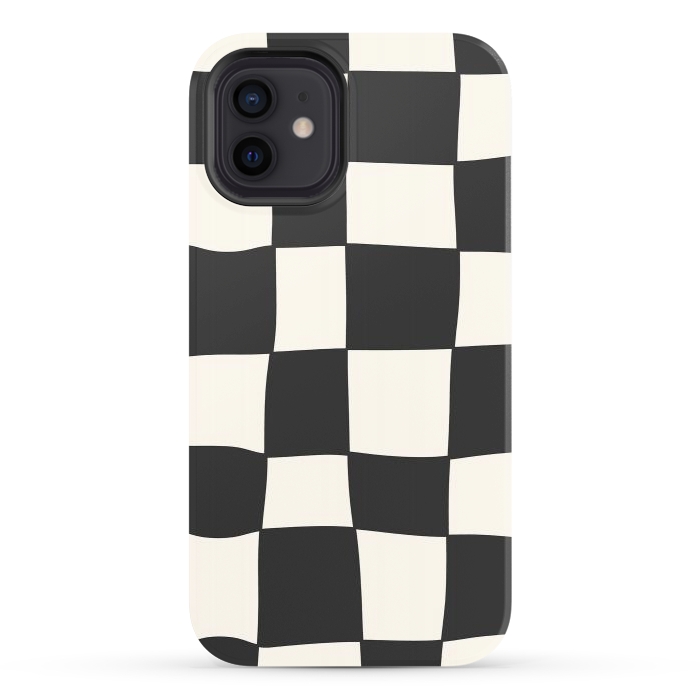 iPhone 12 StrongFit Liquid Grid Black White by ArtPrInk
