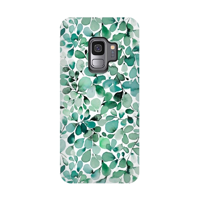 Galaxy S9 StrongFit Leaffy Botanical Green Eucalyptus by Ninola Design