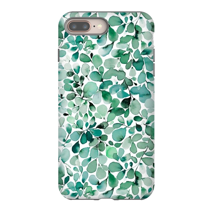 iPhone 8 plus StrongFit Leaffy Botanical Green Eucalyptus by Ninola Design
