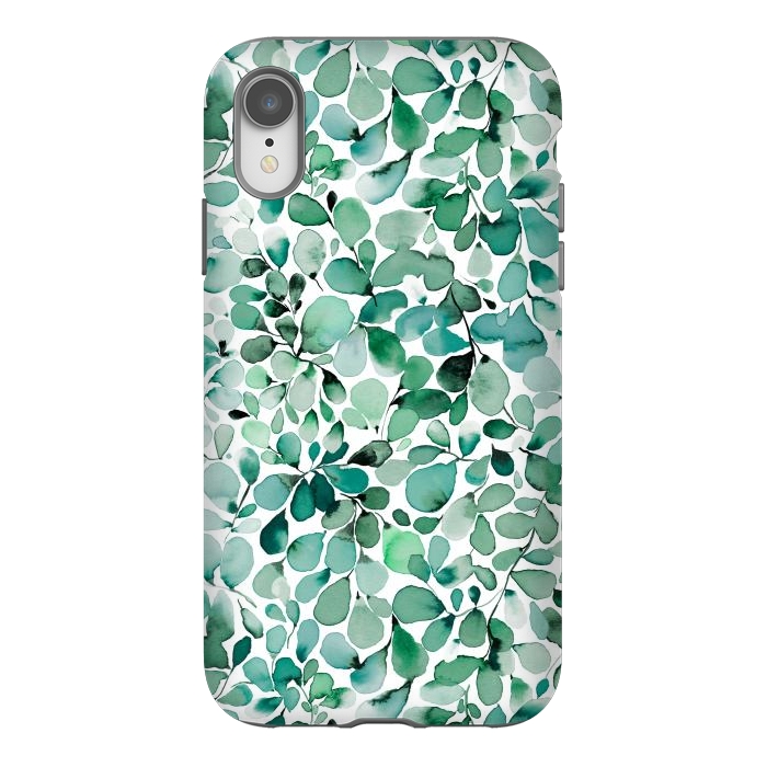 iPhone Xr StrongFit Leaffy Botanical Green Eucalyptus by Ninola Design