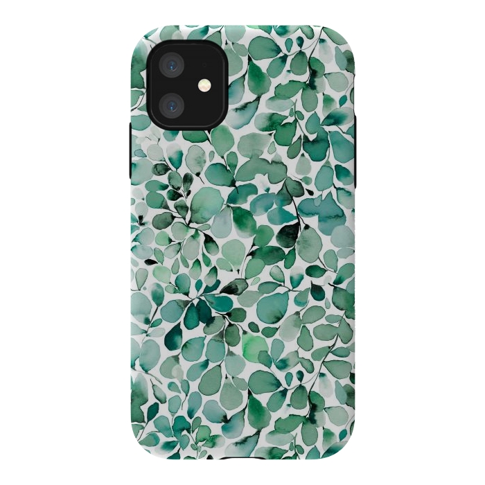 iPhone 11 StrongFit Leaffy Botanical Green Eucalyptus by Ninola Design
