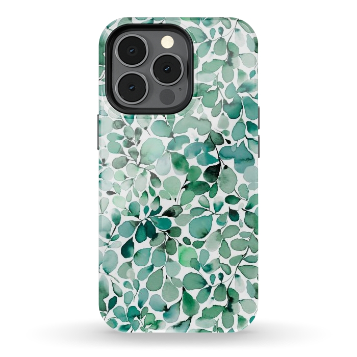 iPhone 13 pro StrongFit Leaffy Botanical Green Eucalyptus by Ninola Design
