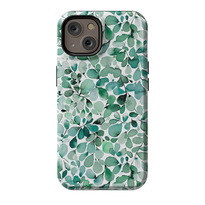iPhone 14 StrongFit Leaffy Botanical Green Eucalyptus by Ninola Design
